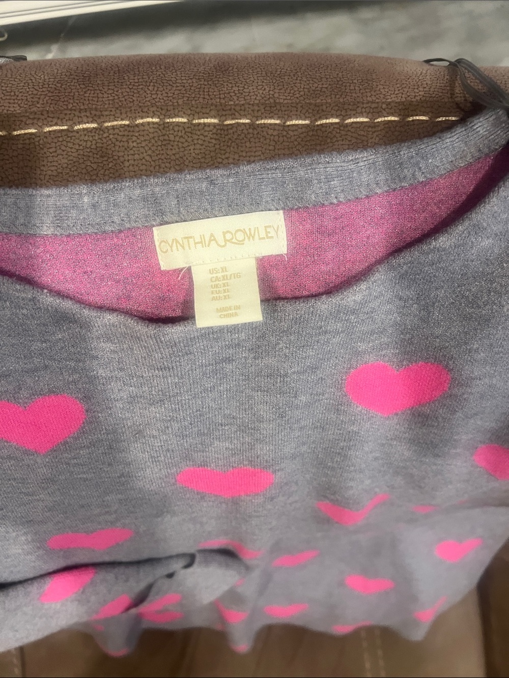 Cynthia Rowley Gray Sweater with Pink Hearts